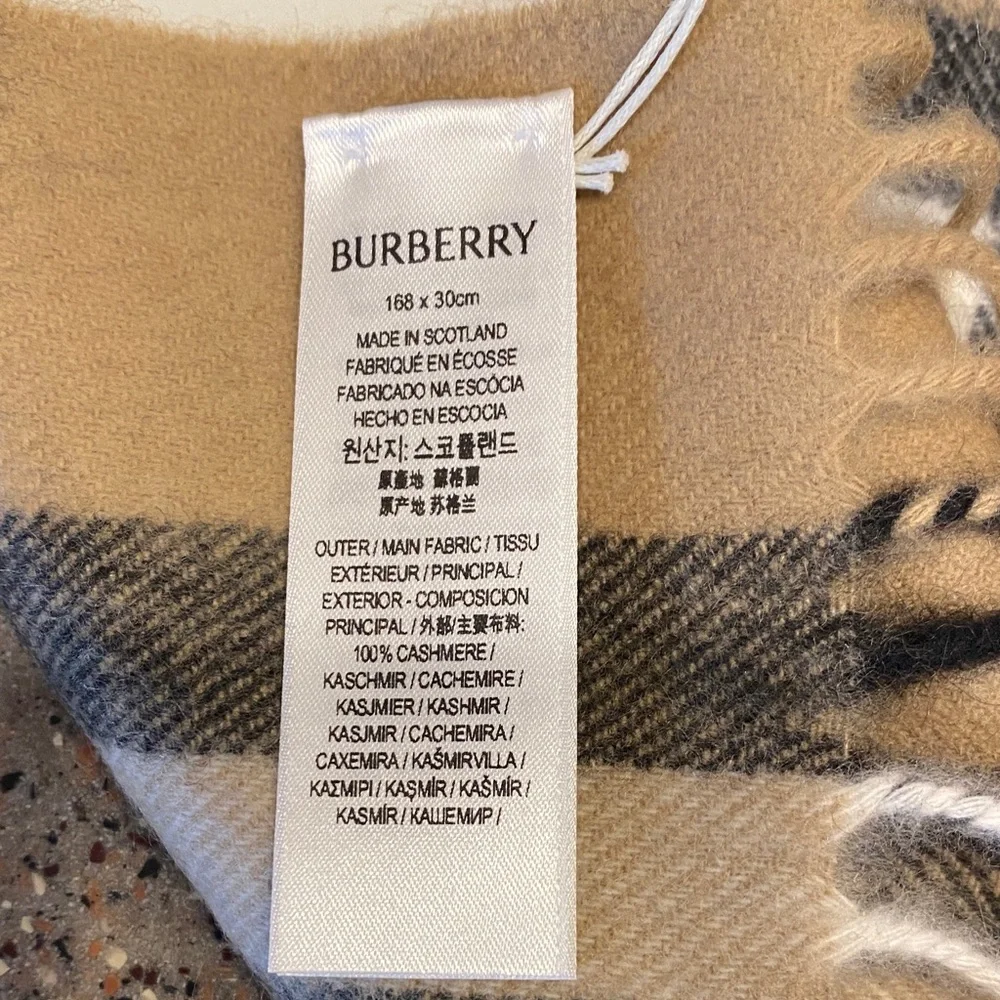 Burberry Beige and Black Cashmere Scarf - Picture 3 of 5
